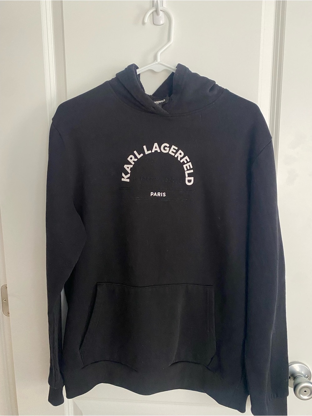 Karl Lagerfeld Black Hoodie with White Arch Logo